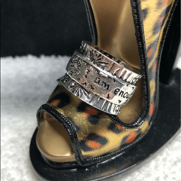 ⭐️🎁i am enough wide band inspiration /motivational ring ,size 8-Stamped - Picture 4 of 12